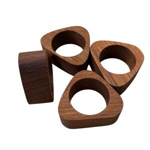 Vintage MCM Teak Triangle Napkin Holders Set of Four